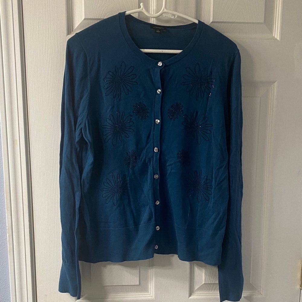 Ann Taylor Factory teal Cardigan Sweater